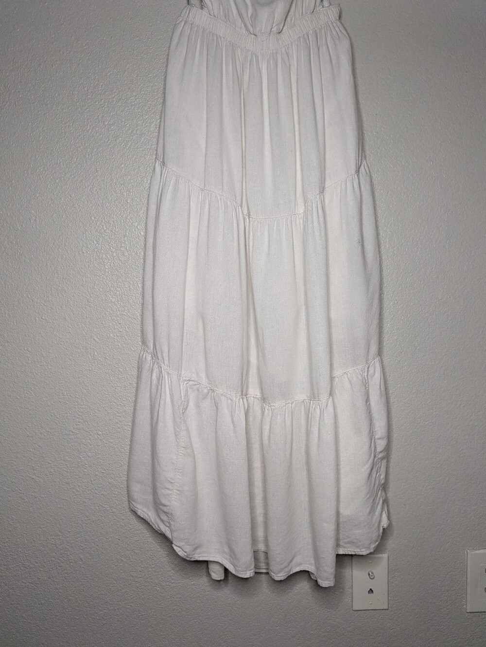 Abercrombie & Fitch White Linen Blend Tiered Coastal Shabby Chic Maxi Dress L - Picture 4 of 10